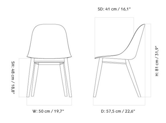 HARBOUR SIDE DINING CHAIR, OAK BASE, PLASTIC SHELL