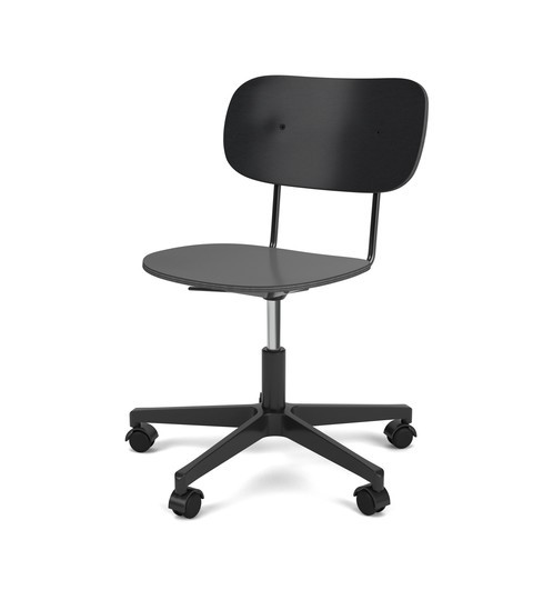 CO TASK CHAIR, STAR BASE W/CASTERS, POLISHED ALUMINIUM, OAK SEAT AND BACK