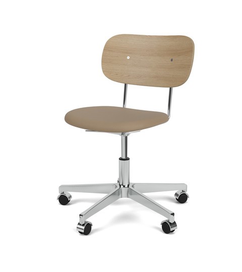 CO TASK CHAIR, STAR BASE W/CASTERS, POLISHED ALUMINIUM, UPHOLSTERED SEAT
