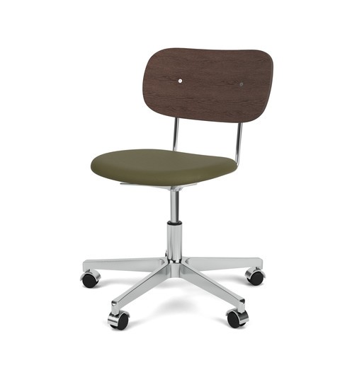 CO TASK CHAIR, STAR BASE W/CASTERS, POLISHED ALUMINIUM, UPHOLSTERED SEAT