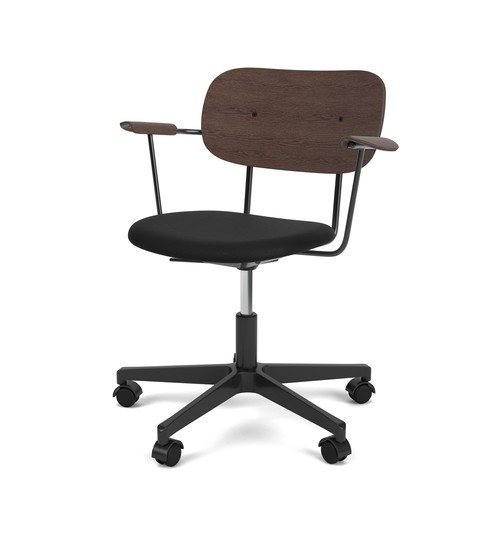 CO TASK CHAIR W/ARMREST, STAR BASE W/CASTERS, BLACK ALUMINIUM, UPHOLSTERED SEAT