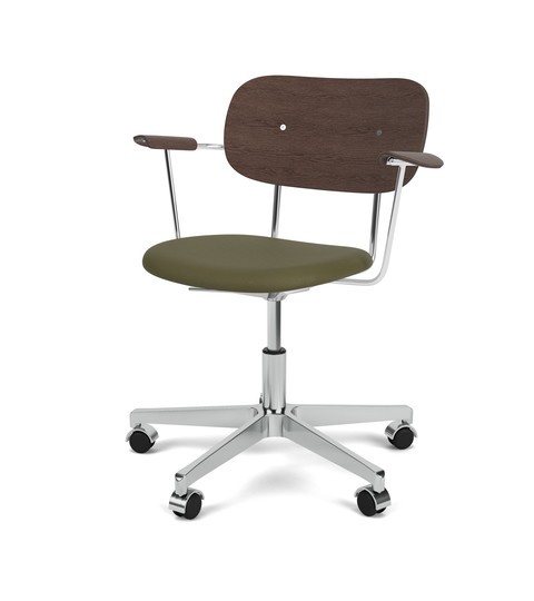 CO TASK CHAIR W/ARMREST, STAR BASE W/CASTERS, POLISHED ALUMINIUM, UPHOLSTERED SEAT