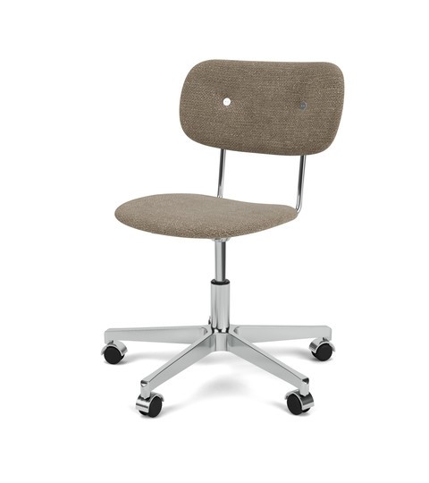 CO TASK CHAIR, STAR BASE W/CASTERS, POLISHED ALUMINIUM, UPHOLSTERED SEAT AND BACK
