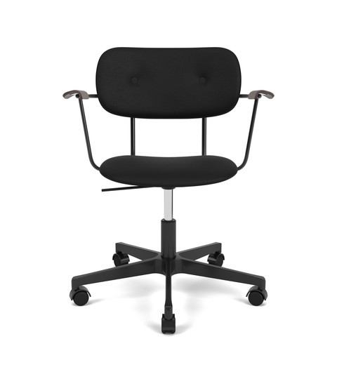 CO TASK CHAIR W/ARMREST, STAR BASE W/CASTERS, BLACK ALUMINIUM, UPHOLSTERED SEAT AND BACK