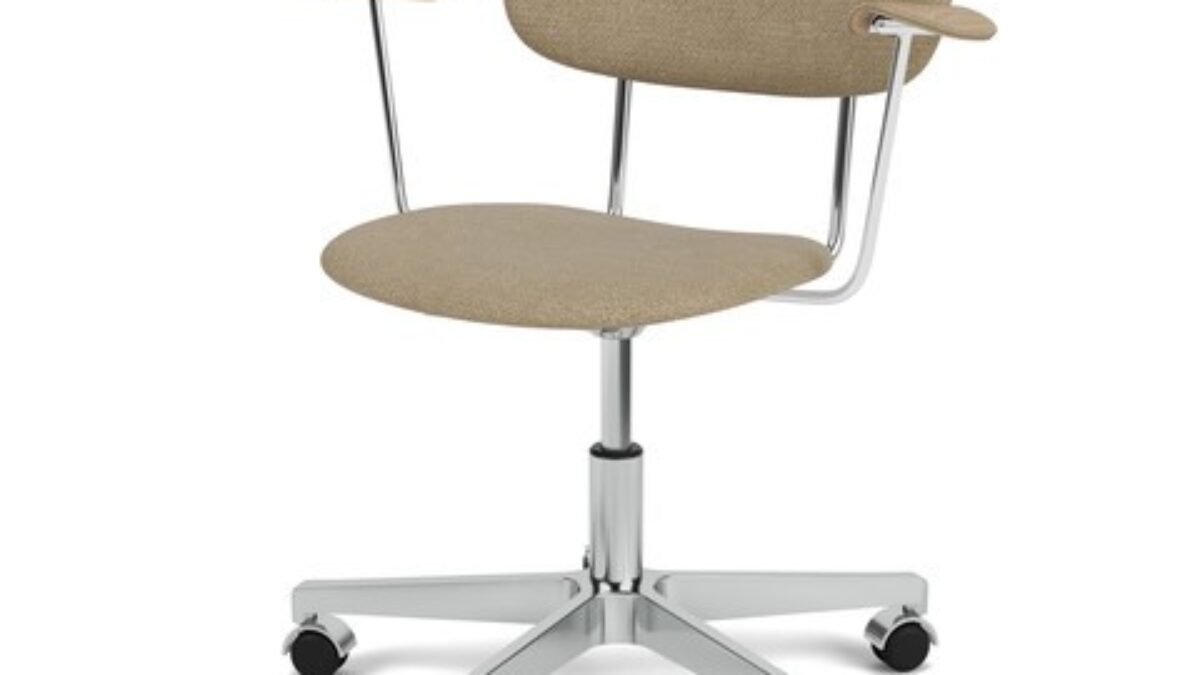 CO TASK CHAIR W/ARMREST, STAR BASE W/CASTERS, POLISHED ALUMINIUM, UPHOLSTERED SEAT AND BACK