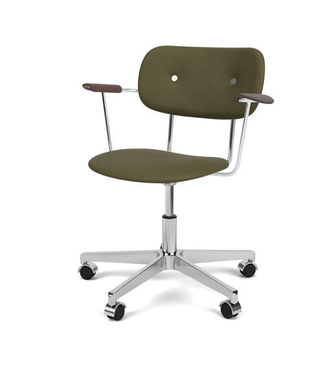 CO TASK CHAIR W/ARMREST, STAR BASE W/CASTERS, POLISHED ALUMINIUM, UPHOLSTERED SEAT AND BACK