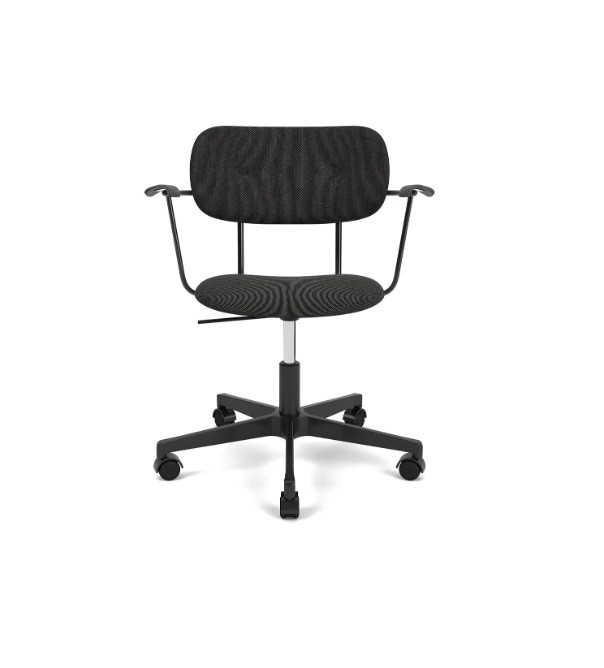 CO TASK CHAIR W/ARMREST, STAR BASE W/CASTERS, BLACK ALUMINIUM, UPHOLSTERED SEAT AND BACK