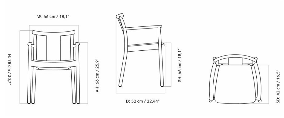 MERKUR DINING CHAIR W/ARMREST UPHOLSTERED SEAT