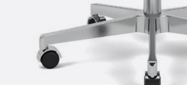 CO TASK CHAIR, STAR BASE W/CASTERS, POLISHED ALUMINIUM, UPHOLSTERED SEAT AND BACK