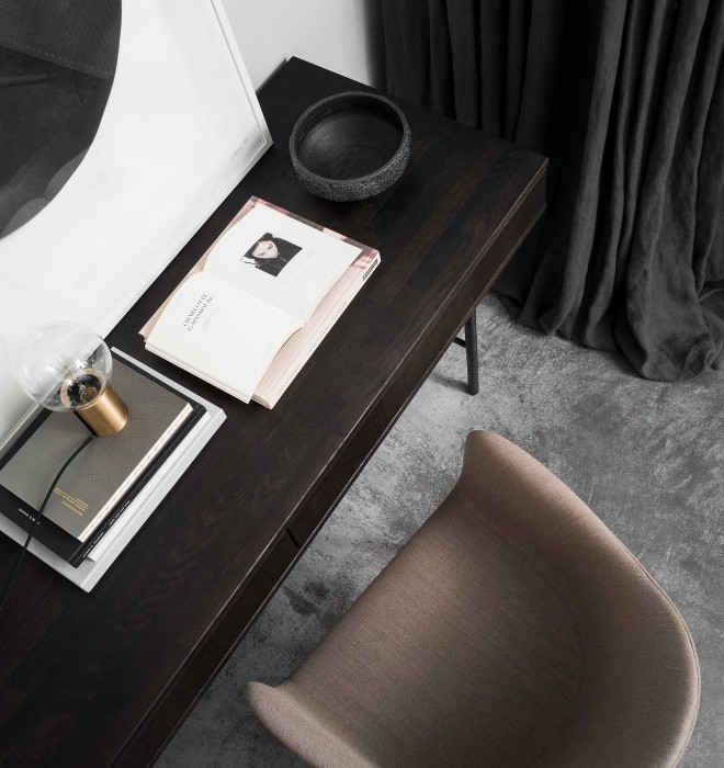 HARBOUR DINING CHAIR, OAK BASE, UPHOLSTERED SHELL