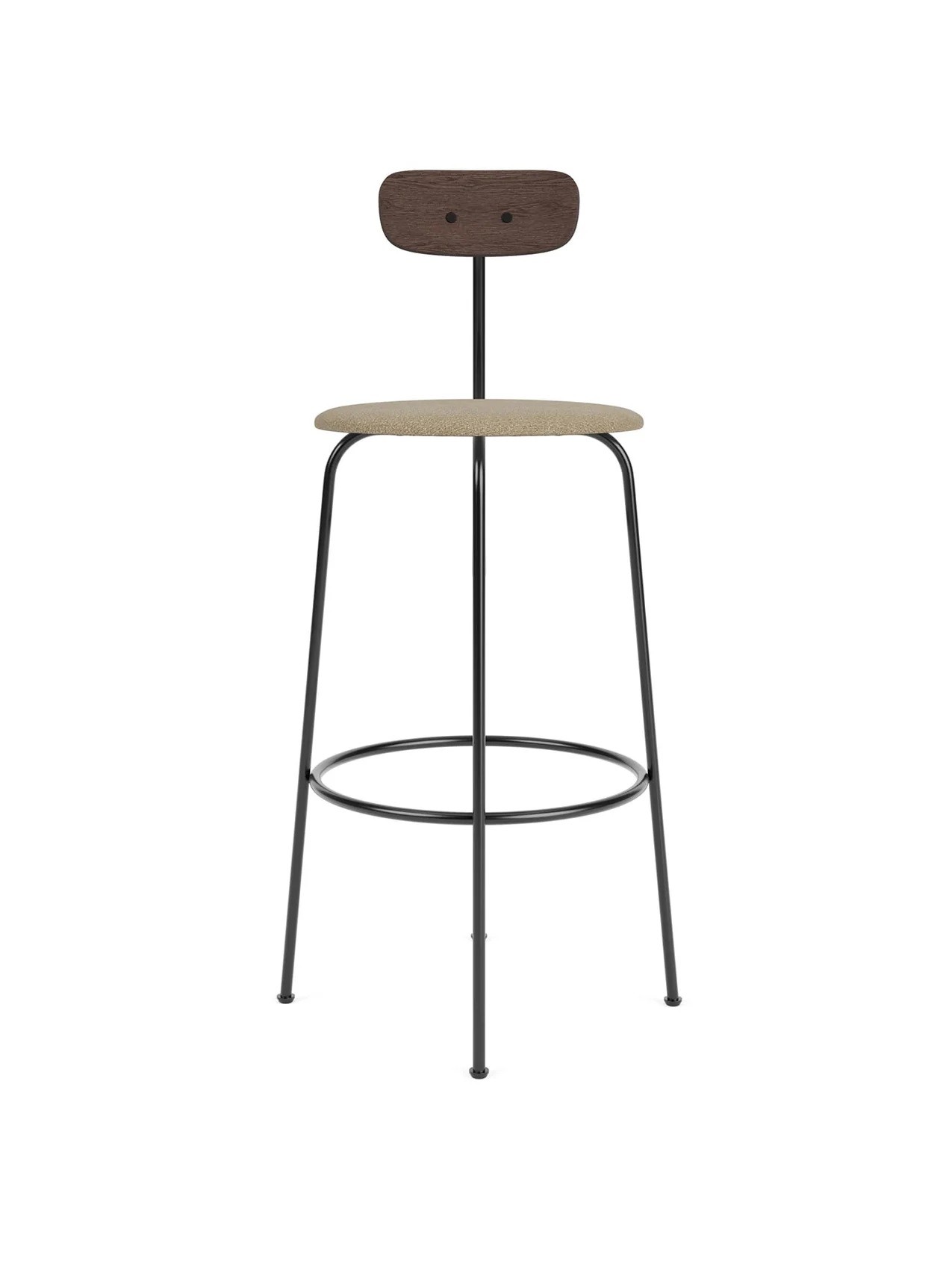 AFTEROOM COUNTER CHAIR, BLACK BASE, UPHOLSTERED SEAT, VENEER BACK