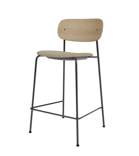 CO BAR CHAIR, UPHOLSTERED SEAT, OAK BACK