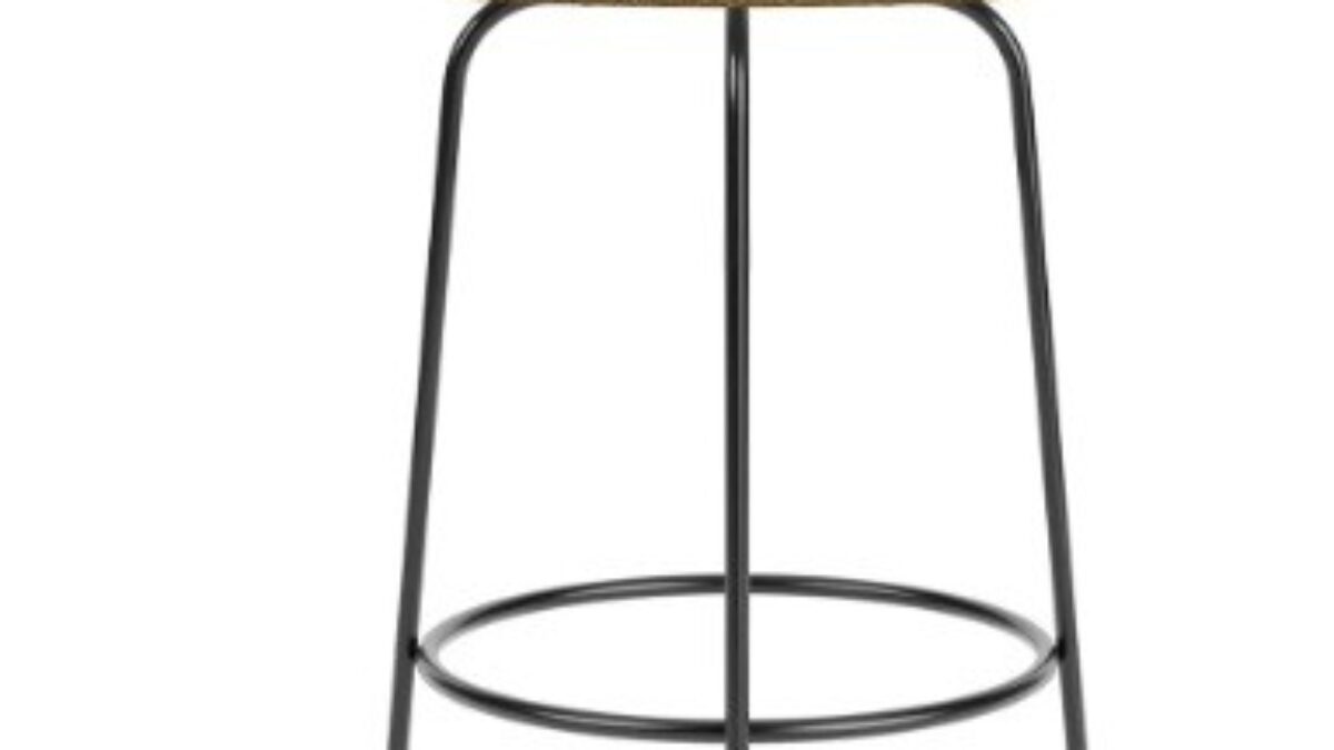 AFTEROOM BAR CHAIR, BLACK BASE, UPHOLSTERED SEAT, VENEER BACK