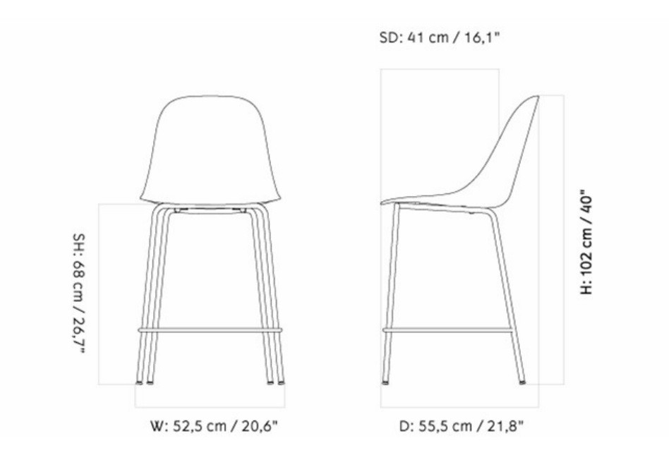 HARBOUR SIDE COUNTER CHAIR, UPHOLSTERED SHELL