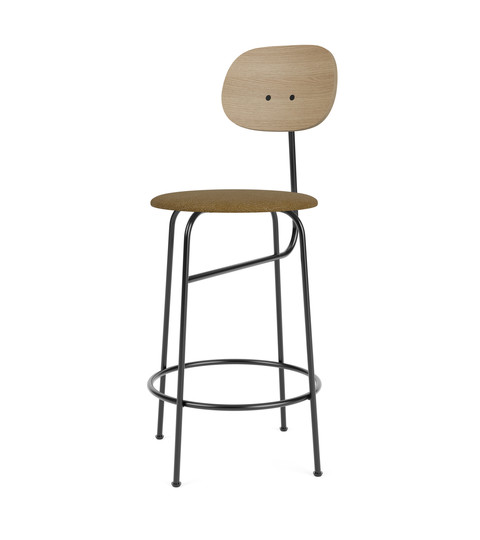 AFTEROOM COUNTER CHAIR PLUS, BLACK BASE, UPHOLSTERED SEAT, VENEER BACK