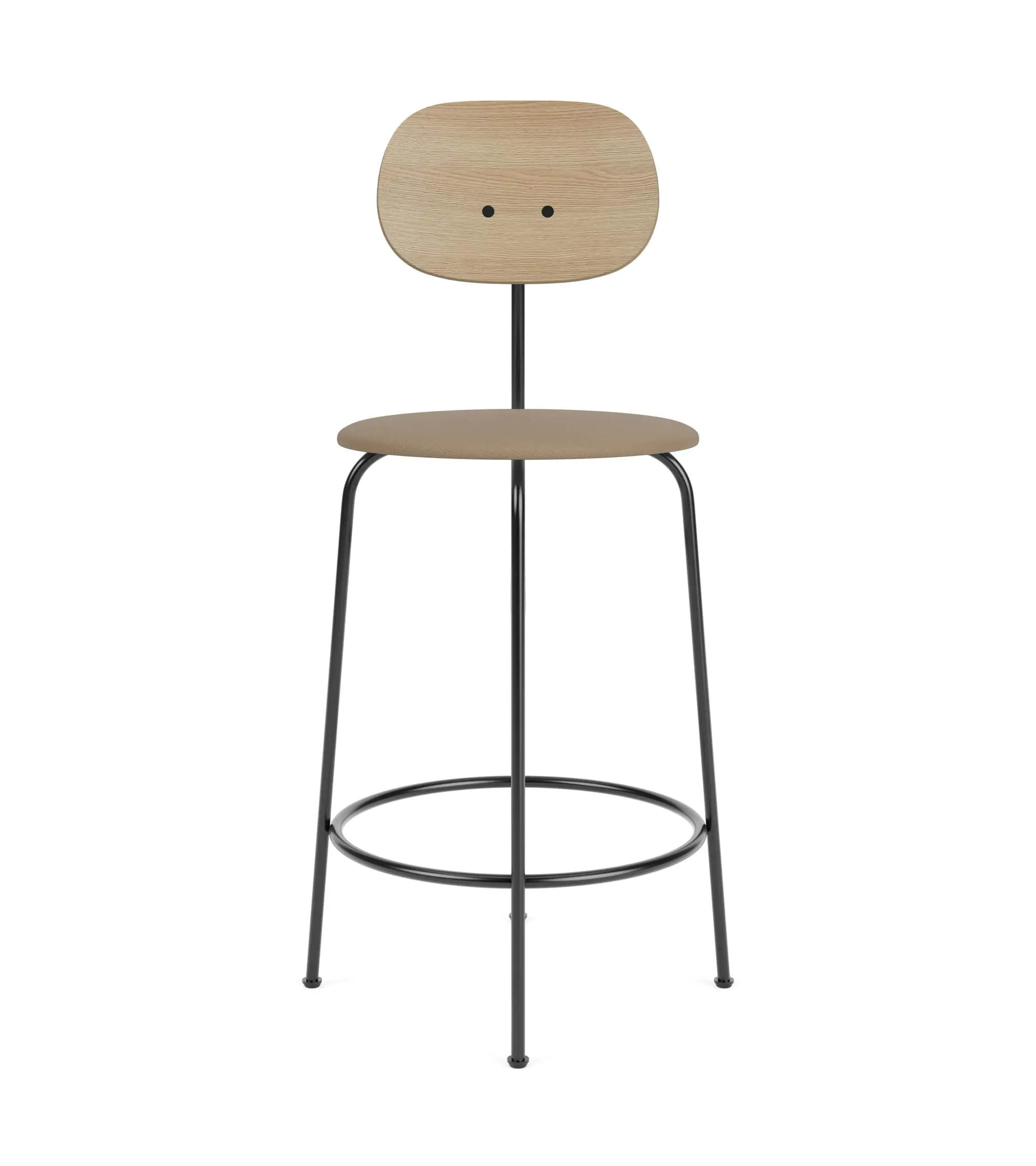 AFTEROOM COUNTER CHAIR PLUS, BLACK BASE, VENEER SEAT AND BACK