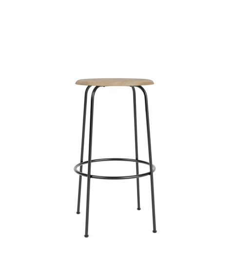 AFTEROOM BAR STOOL, BLACK STEEL BASE, OAK
