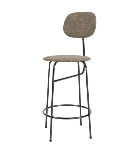 AFTEROOM COUNTER CHAIR PLUS, BLACK BASE, UPHOLSTERED SEAT AND BACK