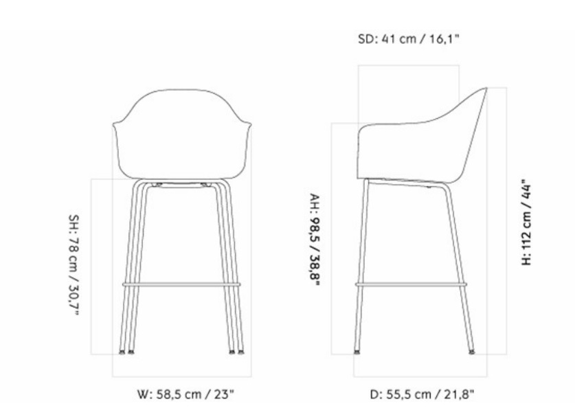 HARBOUR BAR CHAIR, UPHOLSTERED SHELL