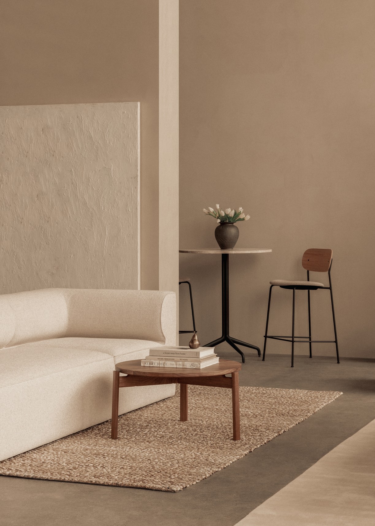 CO COUNTER CHAIR, UPHOLSTERED SEAT, OAK BACK