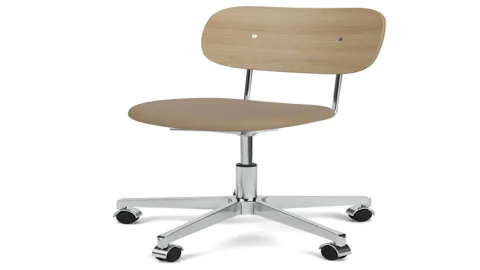 CO TASK CHAIR, STAR BASE W/CASTERS, POLISHED ALUMINIUM, UPHOLSTERED SEAT
