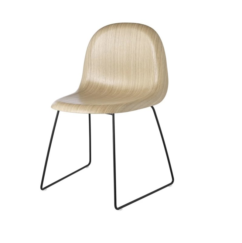 GUBI 3D Dining Chair, Sledge base, Wood Shell